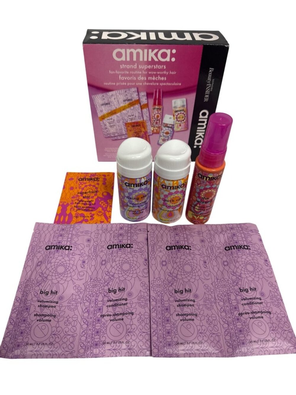 Amika Strand Superstars Hair Care Gift Set The Wizard Perk Up Big Hit NIB Travel - Picture 2 of 5